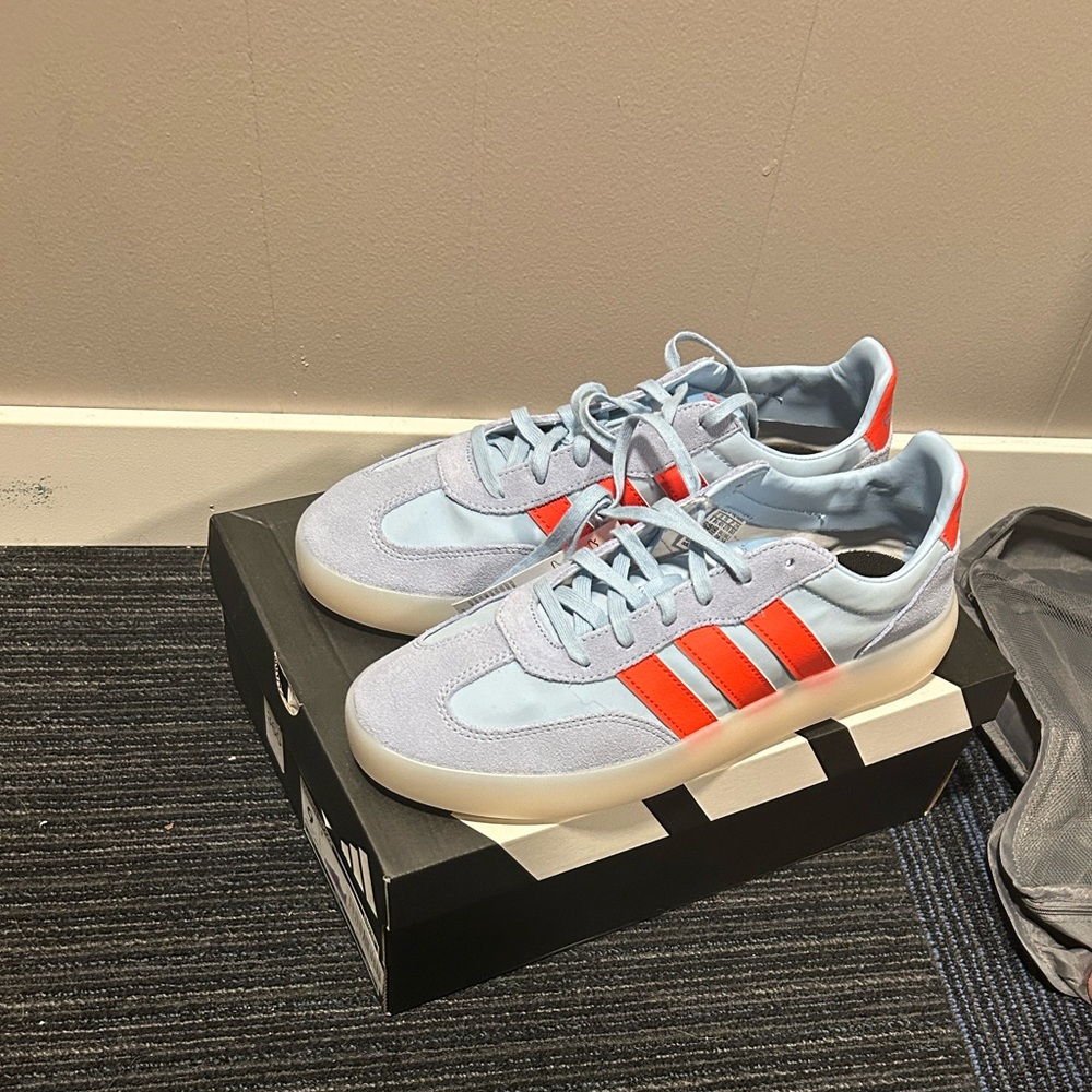 Adidas Men's Sky Blue and Red Sneakers